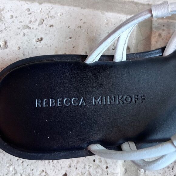 Rebecca Minkoff Sarle White Leather Strappy Sandals Flats Size 7 - Picture 13 of 15